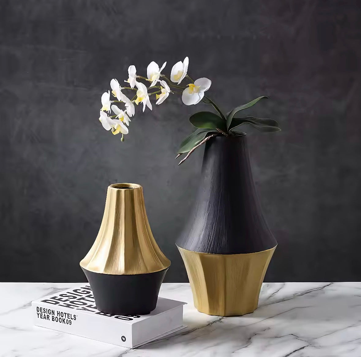 Golden Flare Ceramic Vase